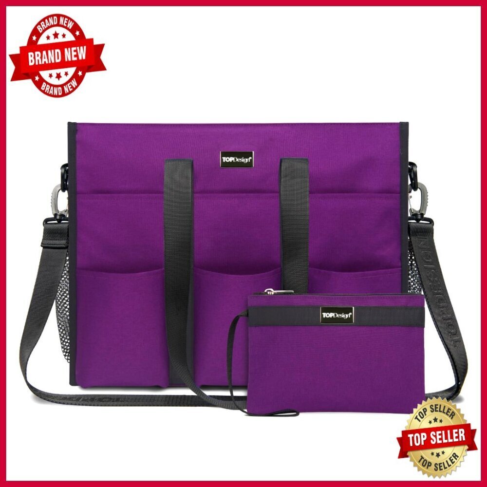 Large Water Resistant Tote Bag with 22 Pockets for Professionals